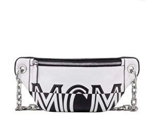 mcm women’s black/white contrast leather mini crossbody chain bag mwr9acl12wt001