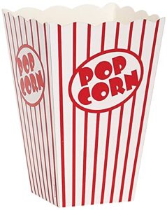 unique industries red and white striped popcorn boxes-6″ x 4.25″, 10 pcs