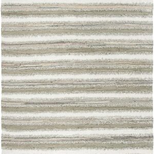 SAFAVIEH Montauk Collection 8' x 10' Beige / Multi MTK951E Handmade Stripe Cotton Area Rug