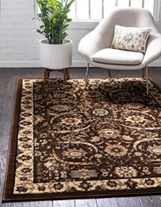 unique loom espahan collection traditional classic inspired, intricate design area rug, 10 ft x 13 ft, brown/beige
