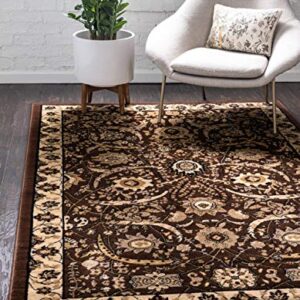 Unique Loom Espahan Collection Traditional Classic Inspired, Intricate Design Area Rug, 10 ft x 13 ft, Brown/Beige