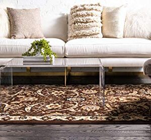 Unique Loom Espahan Collection Traditional Classic Inspired, Intricate Design Area Rug, 10 ft x 13 ft, Brown/Beige