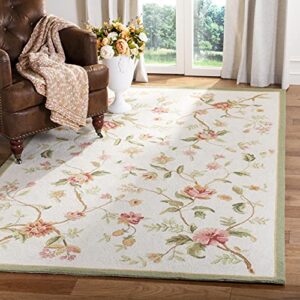 safavieh chelsea collection 3’9″ x 5’9″ ivory hk263a hand-hooked french country wool area rug