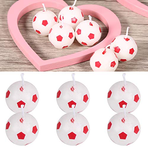 6Pcs Cute Soccer Ball Football Birthday Party Cake Candles Decorations Supplies Tool for Kids Toy Gift Decorations for Home Black/Red (Sent in Random)