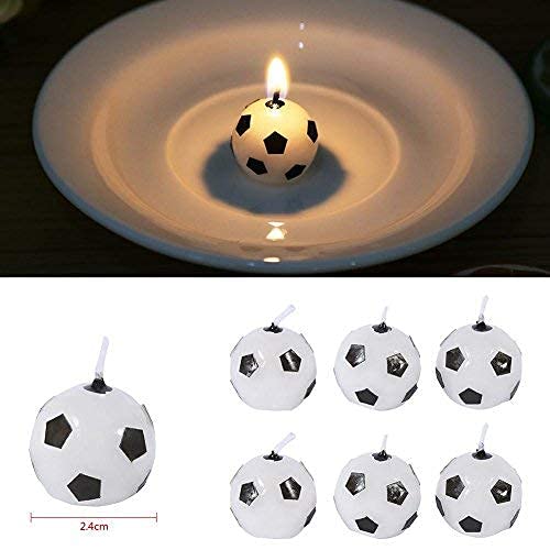 6Pcs Cute Soccer Ball Football Birthday Party Cake Candles Decorations Supplies Tool for Kids Toy Gift Decorations for Home Black/Red (Sent in Random)