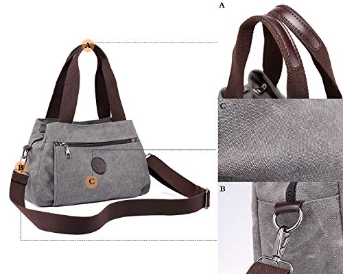 Chikencall® Women Hobo Handbags Casual Canvas Vintage Crossbody Bag Daily Multi Compartment Purses Shoulder Tote Shopper Bag