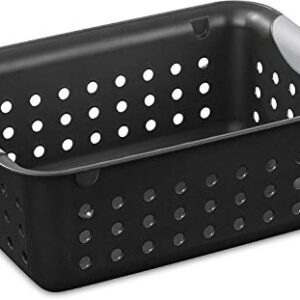 Sterilite 16229012 Small Ultra Basket, Black Basket w/ Titanium Inserts, 12-Pack