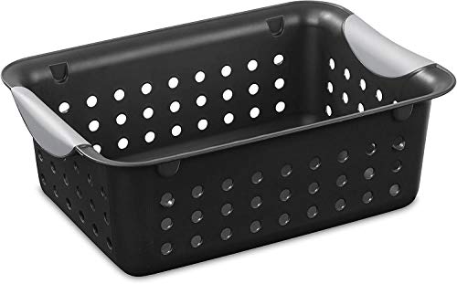 Sterilite 16229012 Small Ultra Basket, Black Basket w/ Titanium Inserts, 12-Pack