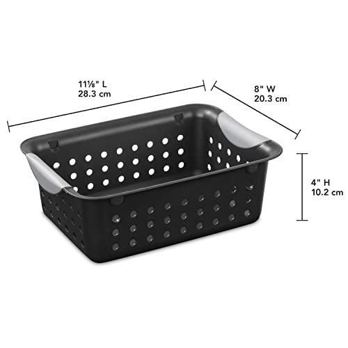 Sterilite 16229012 Small Ultra Basket, Black Basket w/ Titanium Inserts, 12-Pack