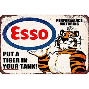 esso put a tiger in your tank, clemson metal tin sign, wall decorative garage sign 12″ x 8″ by sopahu