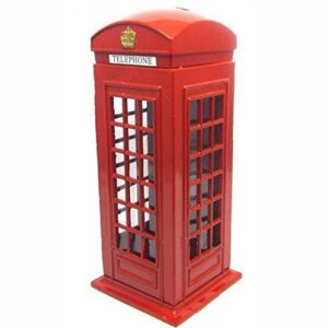 beespring attractive metal alloy money coin spare change london street red telephone booth bank box-6“h