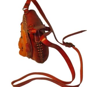 Genuine Leather crossbody Bag, Red Monkey Purse,a Unique Small Satchel.