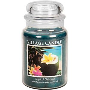 village candle tropical getaway large apothecary jar, scented candle, 21.25 oz.