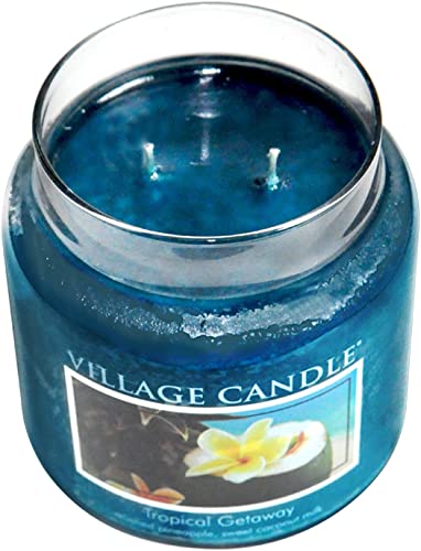Village Candle Tropical Getaway Large Apothecary Jar, Scented Candle, 21.25 oz.