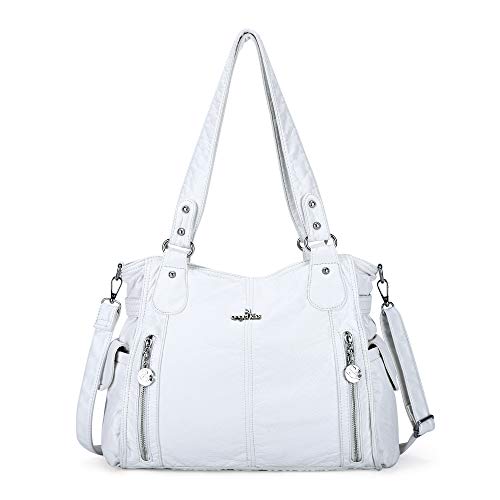 Handbag Hobo Women Shoulder Bag/Handbag Roomy Multiple Pockets Fashion PU Tote, White