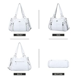 Handbag Hobo Women Shoulder Bag/Handbag Roomy Multiple Pockets Fashion PU Tote, White