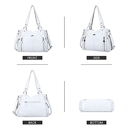 Handbag Hobo Women Shoulder Bag/Handbag Roomy Multiple Pockets Fashion PU Tote, White