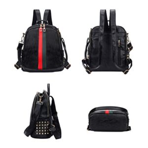 Mynos Fashion Backpack Bag Purse For Women Leather Mini Rucksack Zipper Travel Daypack Ladies Shoulder Bag Tote (B-Medium Black)
