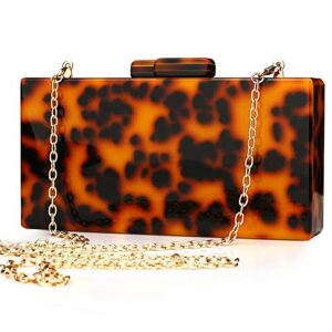 ssmy women amber evening clutch acrylic purse perspex handbag for wedding party, brown, one size
