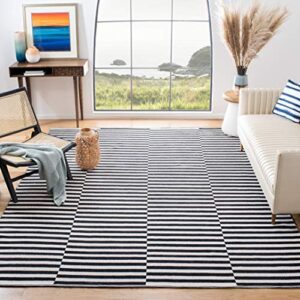 safavieh montauk collection 8′ x 10′ ivory / black mtk715d handmade stripe cotton area rug