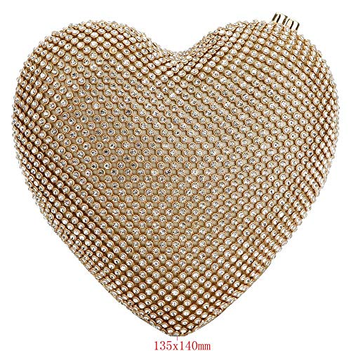 EROUGE Cute Heart Shape Clutch Purses Women Rhinestone Clutch Evening Bag (Silver)