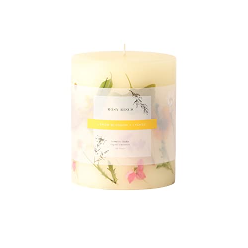 Rosy Rings Round Botanical Lemon Blossom & Lychee Candle, Lychee Aromatherapy Candles, Luxury Candles, Long Lasting Candles (Small)