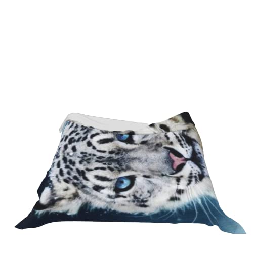 XTGOO Blue Eyed Snow Leopard Ultra-Soft Fleece Blanket Flannel Velvet Plush Throw Blanket,60x50in