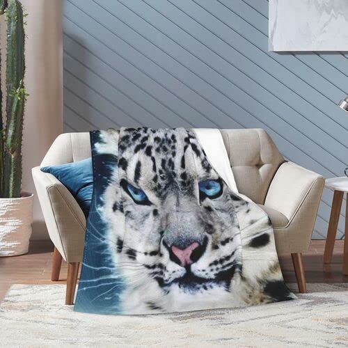 XTGOO Blue Eyed Snow Leopard Ultra-Soft Fleece Blanket Flannel Velvet Plush Throw Blanket,60x50in