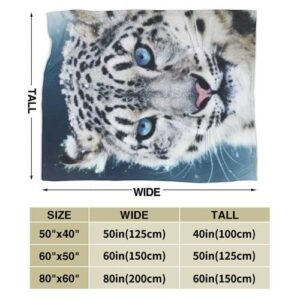 XTGOO Blue Eyed Snow Leopard Ultra-Soft Fleece Blanket Flannel Velvet Plush Throw Blanket,60x50in