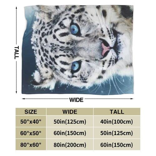 XTGOO Blue Eyed Snow Leopard Ultra-Soft Fleece Blanket Flannel Velvet Plush Throw Blanket,60x50in