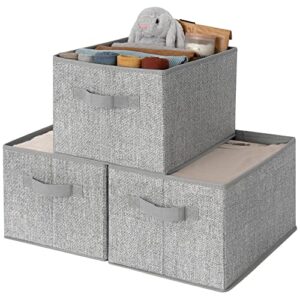 granny says clothing storage bins, closet bin with handles, foldable rectangle storage baskets, fabric containers storage boxes for organizing shelves bedroom, gray, large, 3-pack
