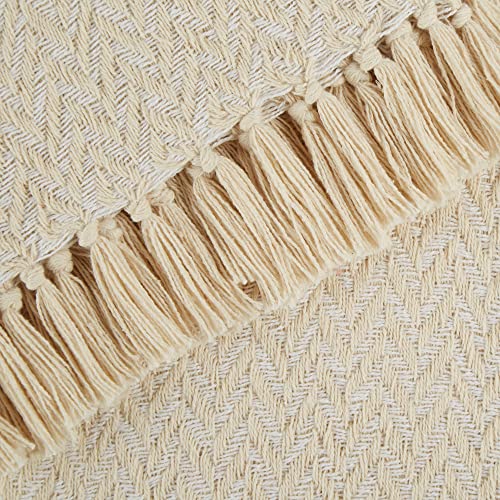 DII Zig Zag Throw Collection Modern Woven Cotton, 50x60, Natural