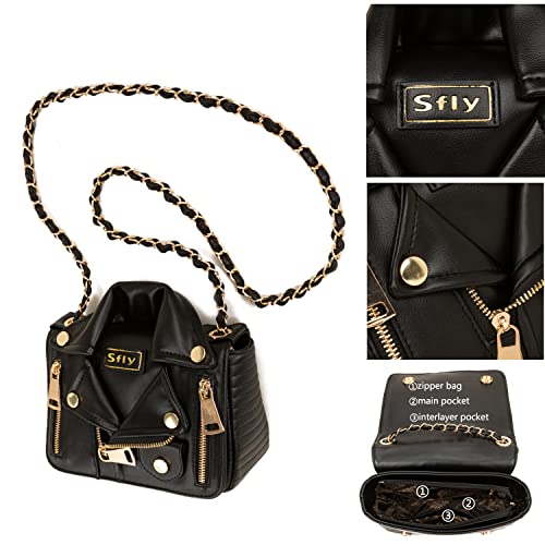 Sfly Women Satchel Chain Strap Shoulder Bag Leather Crossbody Handbags Ladies Evening Clutch Purse Unique Cute Jacket Bag