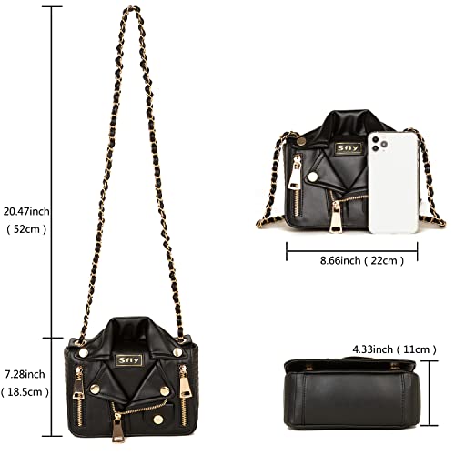 Sfly Women Satchel Chain Strap Shoulder Bag Leather Crossbody Handbags Ladies Evening Clutch Purse Unique Cute Jacket Bag