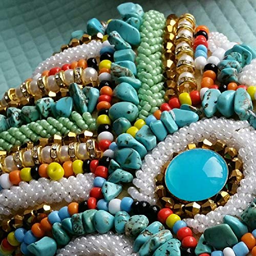 Vintage Colorful Stones Women Beaded Clutch Bag Evening Wedding Handbags Purses (Gold)