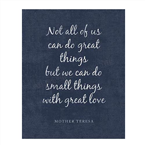 Mother Teresa Quotes Wall Art- “Do Small Things With Love”- 8 x 10" Distressed Art Wall Print- Ready to Frame. Modern Home Décor, Studio & Office Décor. Perfect Gift for Motivation & Inspiration.