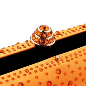 jessie Women Beaded Clutch Bag Rhinestone Crystal Purse Glitter Evening Handbag for Wedding Cocktail Prom Party (Orange)