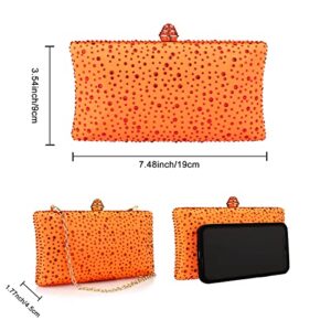 jessie Women Beaded Clutch Bag Rhinestone Crystal Purse Glitter Evening Handbag for Wedding Cocktail Prom Party (Orange)