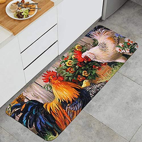 Unicorns Farting Sunflower and Rooster Kitchen Mat Natural Fiber Standing Mat Non-Slip Kitchen Rug