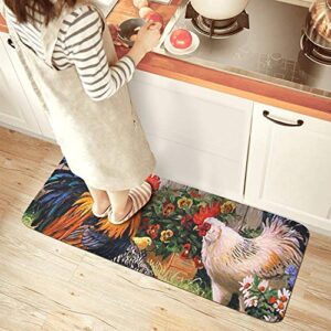 Unicorns Farting Sunflower and Rooster Kitchen Mat Natural Fiber Standing Mat Non-Slip Kitchen Rug