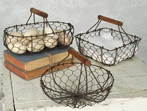 chicken wire baskets in rust finish set of three