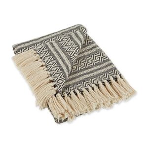 dii rustic farmhouse cotton adobe stripe blanket throw with fringe for chair, couch, picnic, camping, beach, & everyday use, 50 x 60