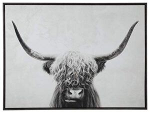 signature design by ashley pancho modern framed cow canvas wall art, 48 x 36, black & white
