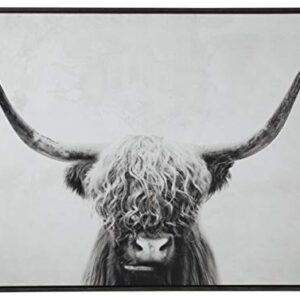 Signature Design by Ashley Pancho Modern Framed Cow Canvas Wall Art, 48 x 36, Black & White