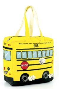 insulated canvas school bus teachers tote bag – yellow