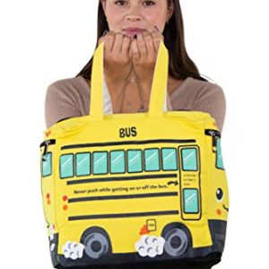 Insulated Canvas School Bus Teachers Tote Bag - Yellow