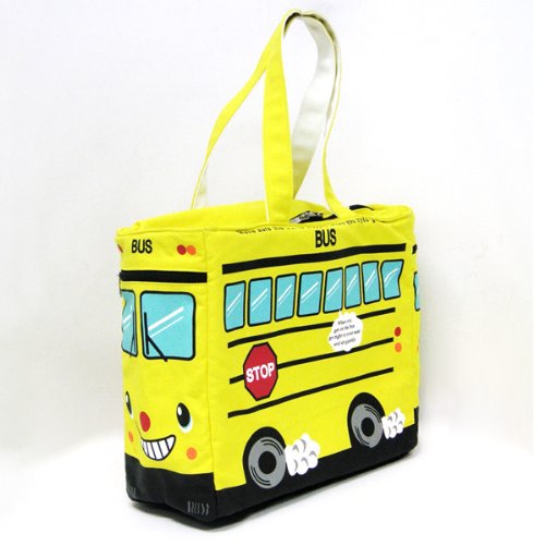 Insulated Canvas School Bus Teachers Tote Bag - Yellow