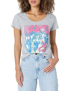 marvel womens official marvel marvel gals women’s scoop neck tee shirt, gray official marvel marvel gals women’s scoop neck el, large us