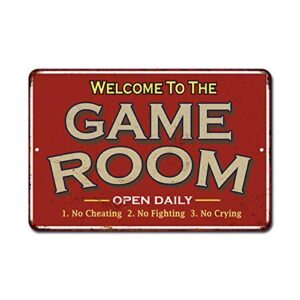 game room sign rustic wall décor gameroom signs home vintage decorations games arcade retro video gamer art accessories gaming billiards cards tin plaque gift 8 x 12 high gloss metal 208120068018