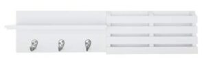 kieragrace kg sydney wall shelf and mail holder with 3 hooks – white, 24″ (fn00377-5)